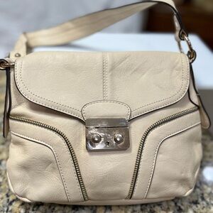 Cream Leather Shoulder Bag